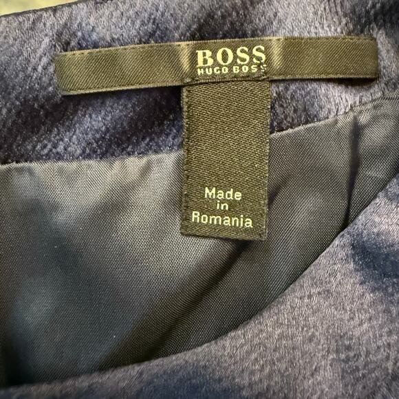 Boss Hugo Boss Navy Sleeveless Pleated Blouson Sheath Dress Sz 10 EUC Career - Picture 8 of 11